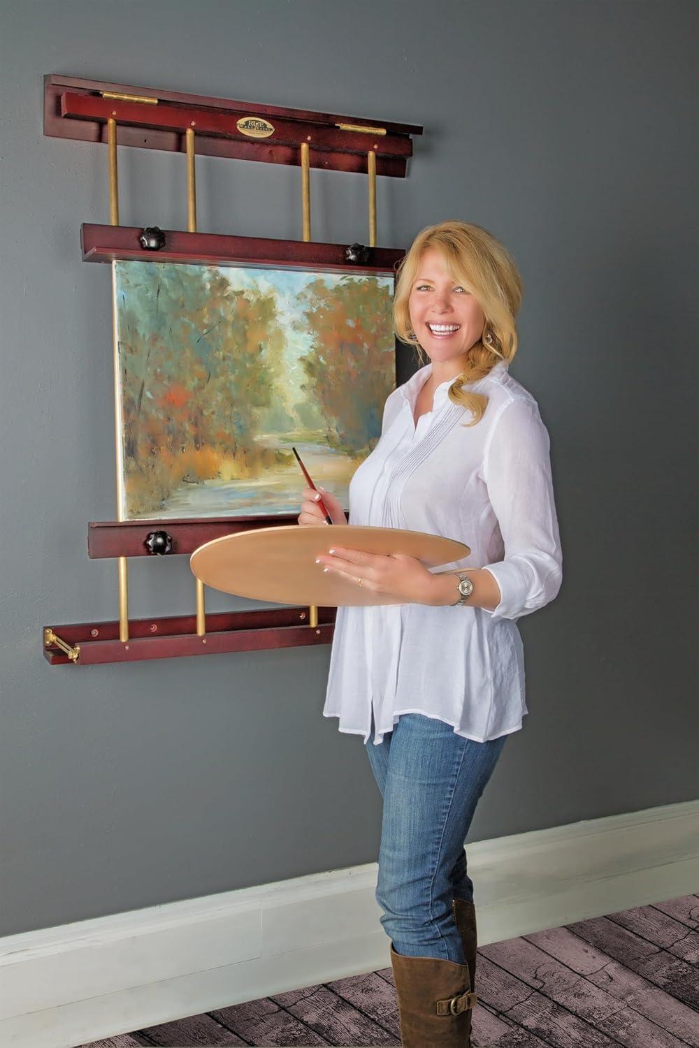 Rue WAll Display & Painting Easel Medium - 32in Wide-Canvases up to 40in High - Mahogany