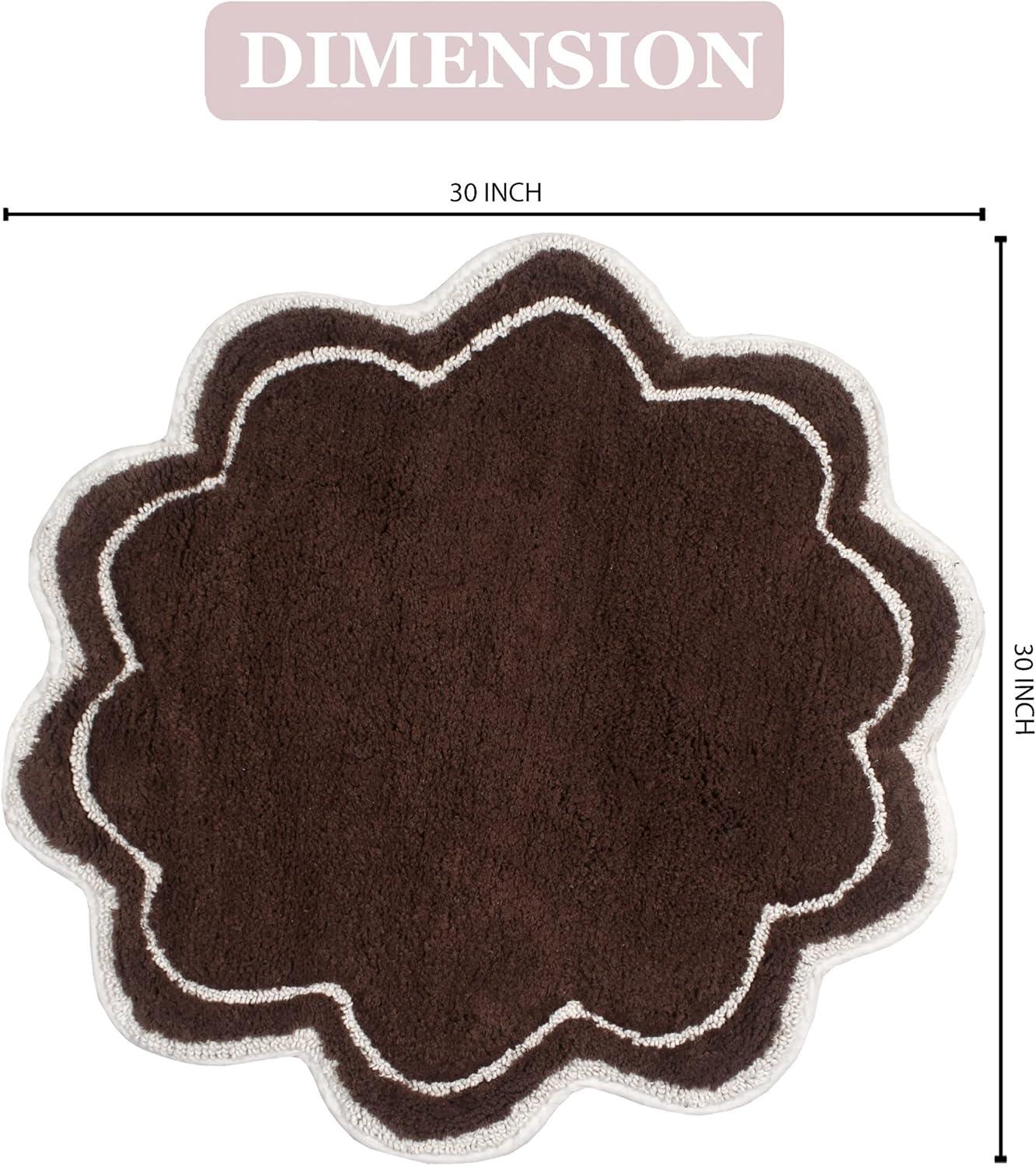 Allure Elegance 30" Round Plush Cotton Bath Rug in Brown