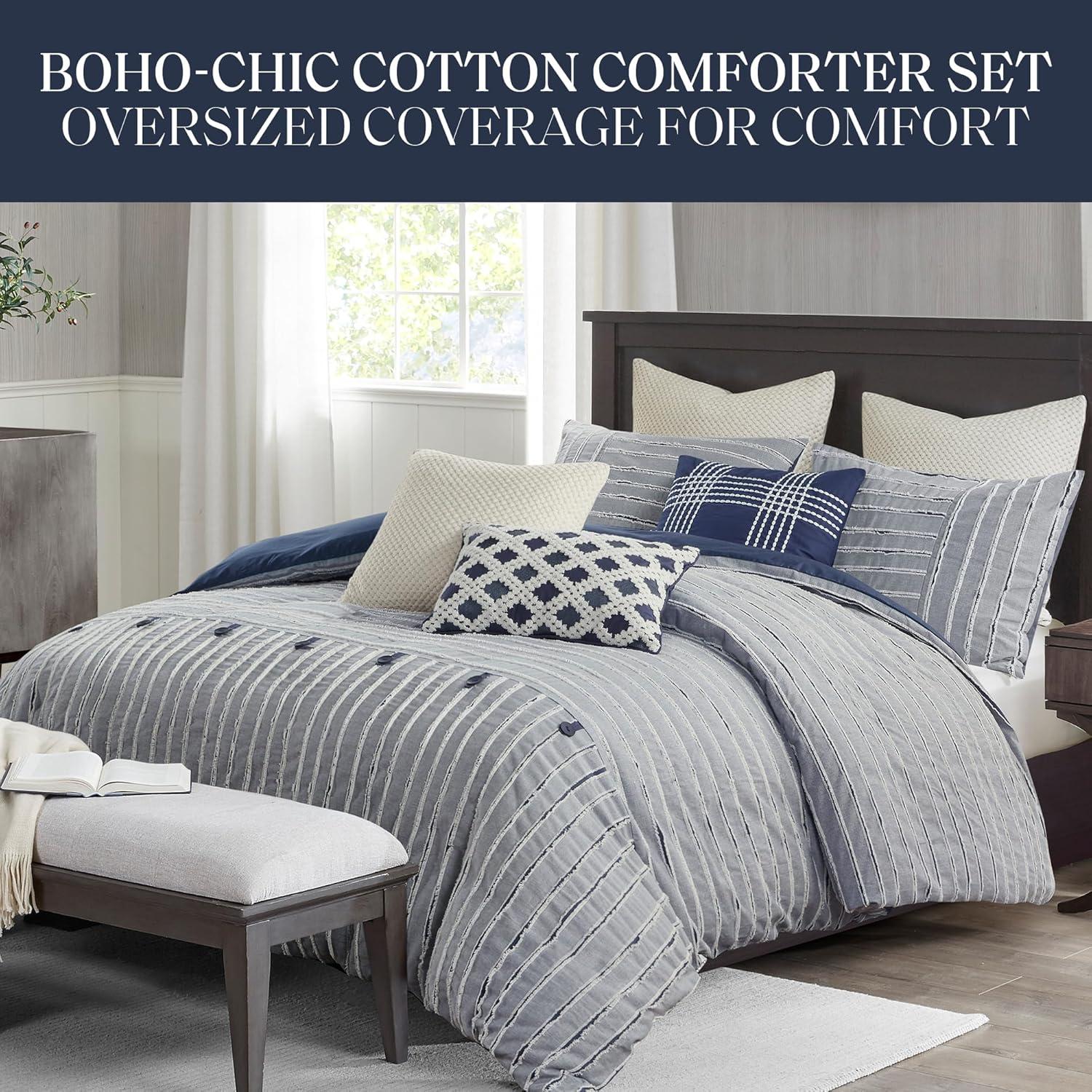 Madison Park Signature Essence Oversized Cotton Clipped Jacquard Comforter Set