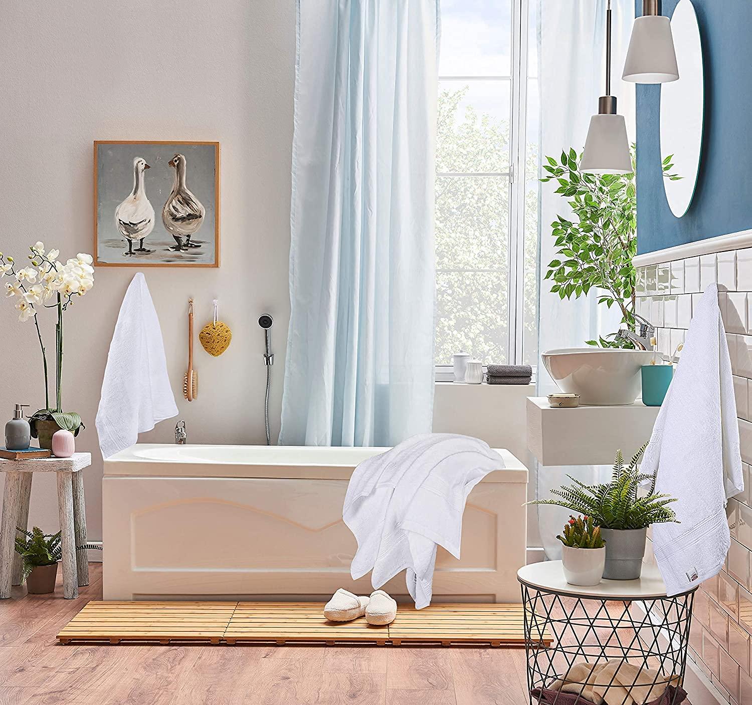 Simpli-Magic 100% Ringspun Cotton Luxury Bathroom Towel Set for Hotel & Spa, 8-Piece, White