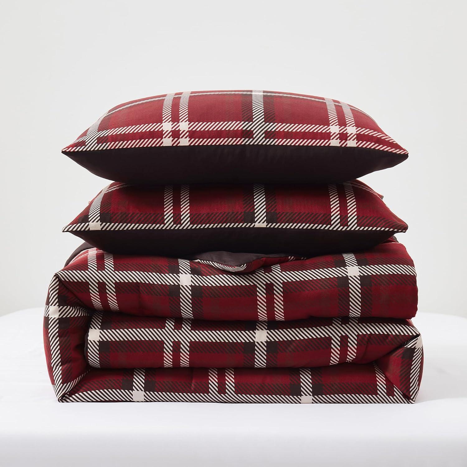 Wonderful Textile Wonderful Cozy Faux Cashmere Comforter Set Classic Plaid Geometic With Herringbone Texture
