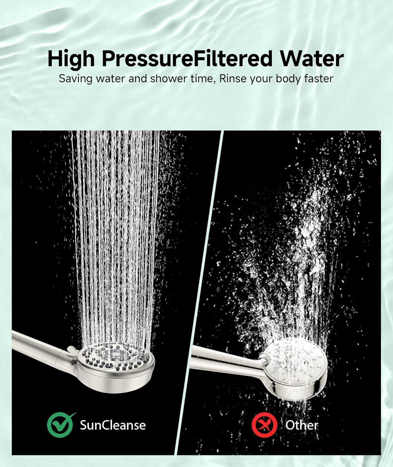 Chrome Handheld Shower Head with Adjustable Height and Filter