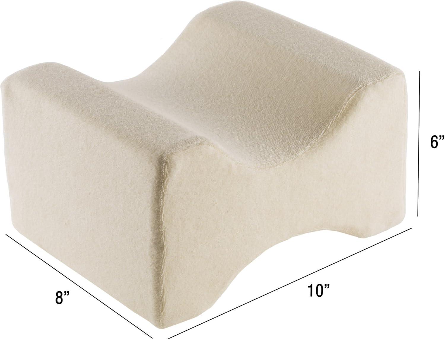 Bluestone Contoured Memory Foam Leg Pillow - White: Firm Support for Restless Legs, Universal Sleeper Pillow