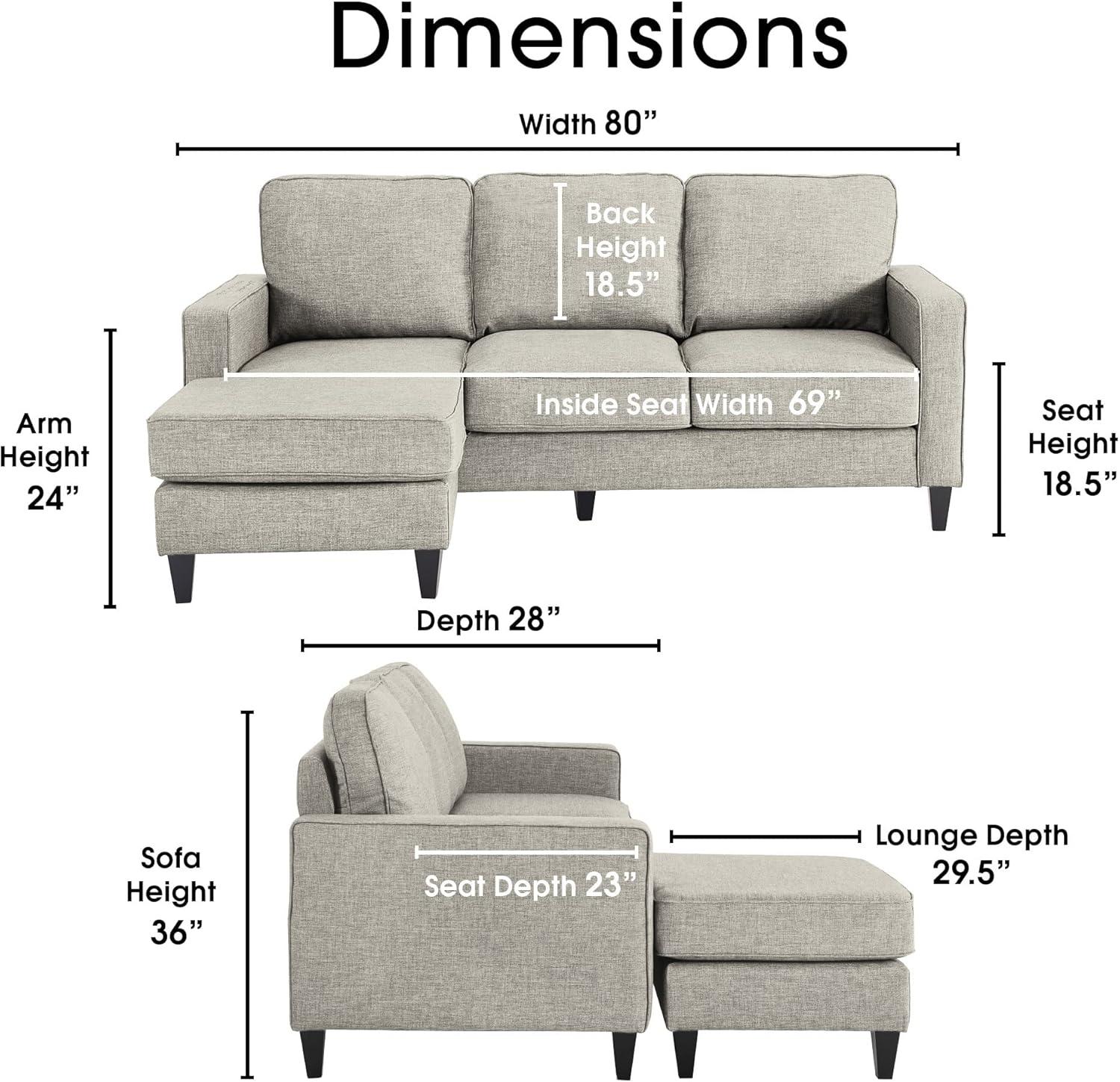 Serta Harmon Upholstered Reversible Sectional Sofa and Chaise