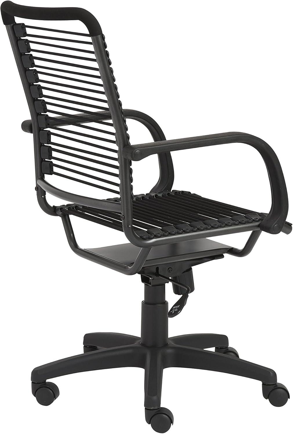 Graphite Black Metal Swivel Bungee Office Chair with High Back