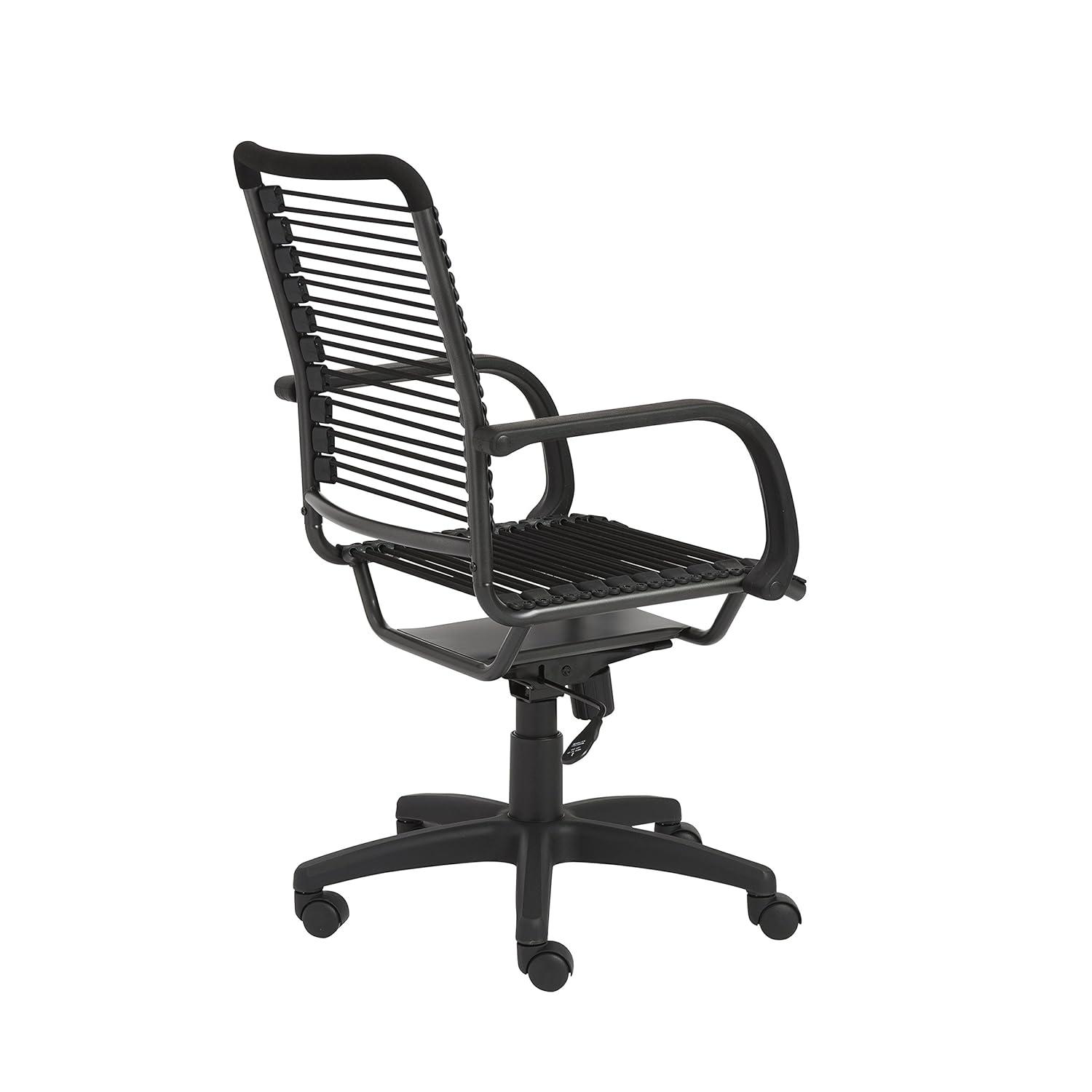 Graphite Black Metal Swivel Bungee Office Chair with High Back