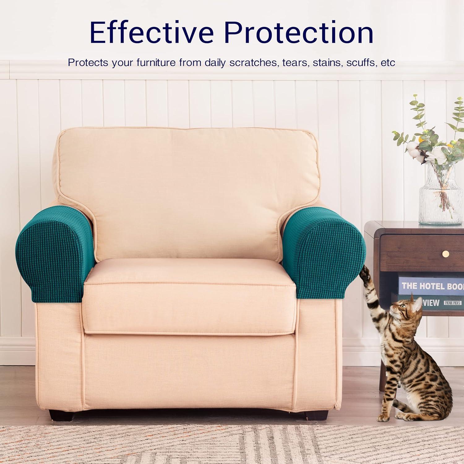 Stretch Armrest Spandex Arm Covers for Chairs Couch Armchair Slipcovers for Recliner Sofa with Twist Pins 2pcs