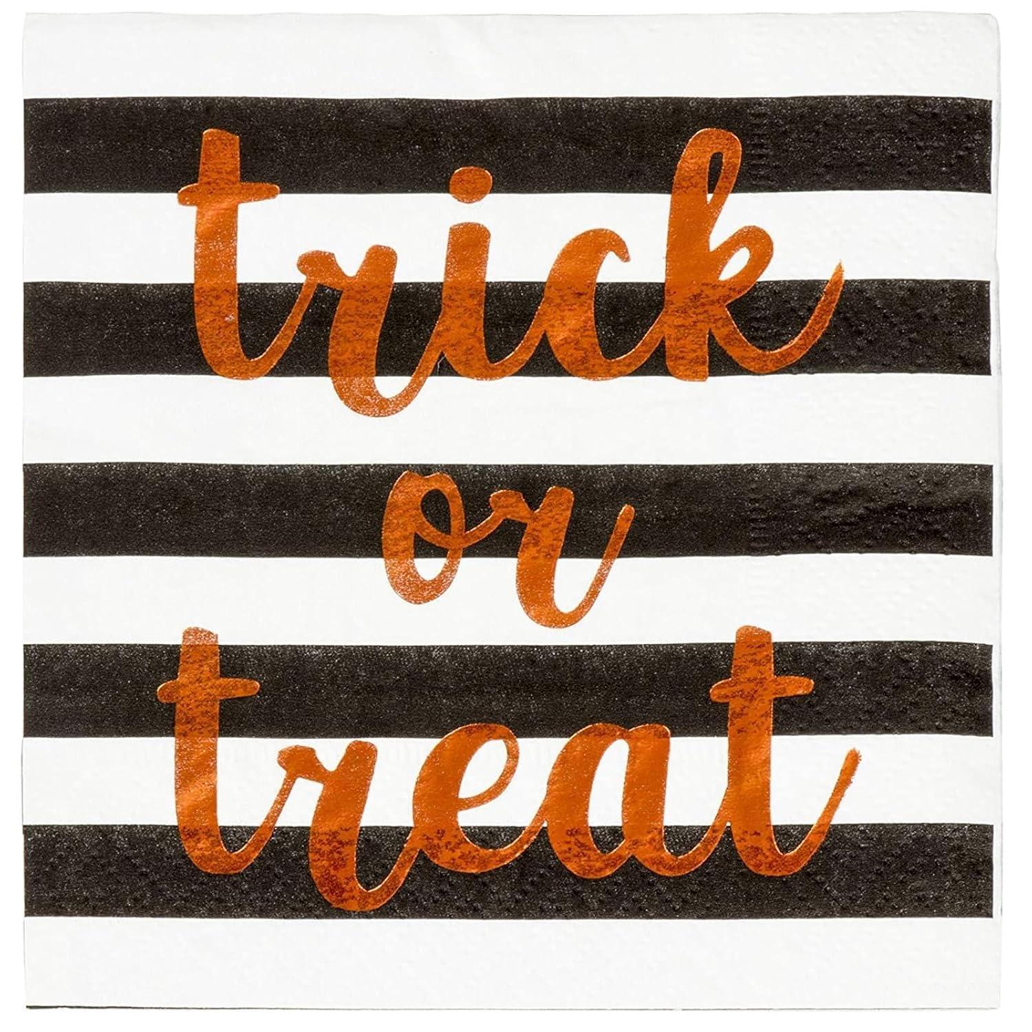 Blue Panda 50 Pack Halloween Cocktail Napkins, 3-Ply Trick or Treat Napkins for Spooky Halloween Decors and Party Supplies, 5x5 In