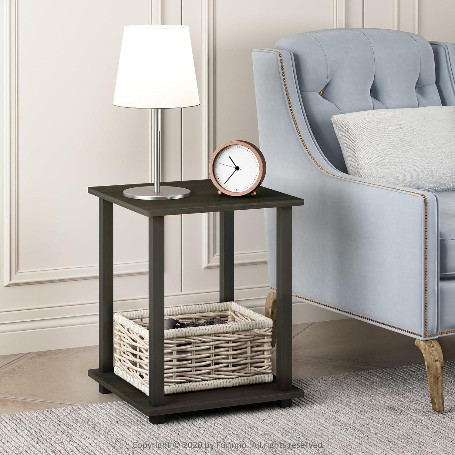 Furinno Simplistic End Table, Set of Two, Espresso/Black