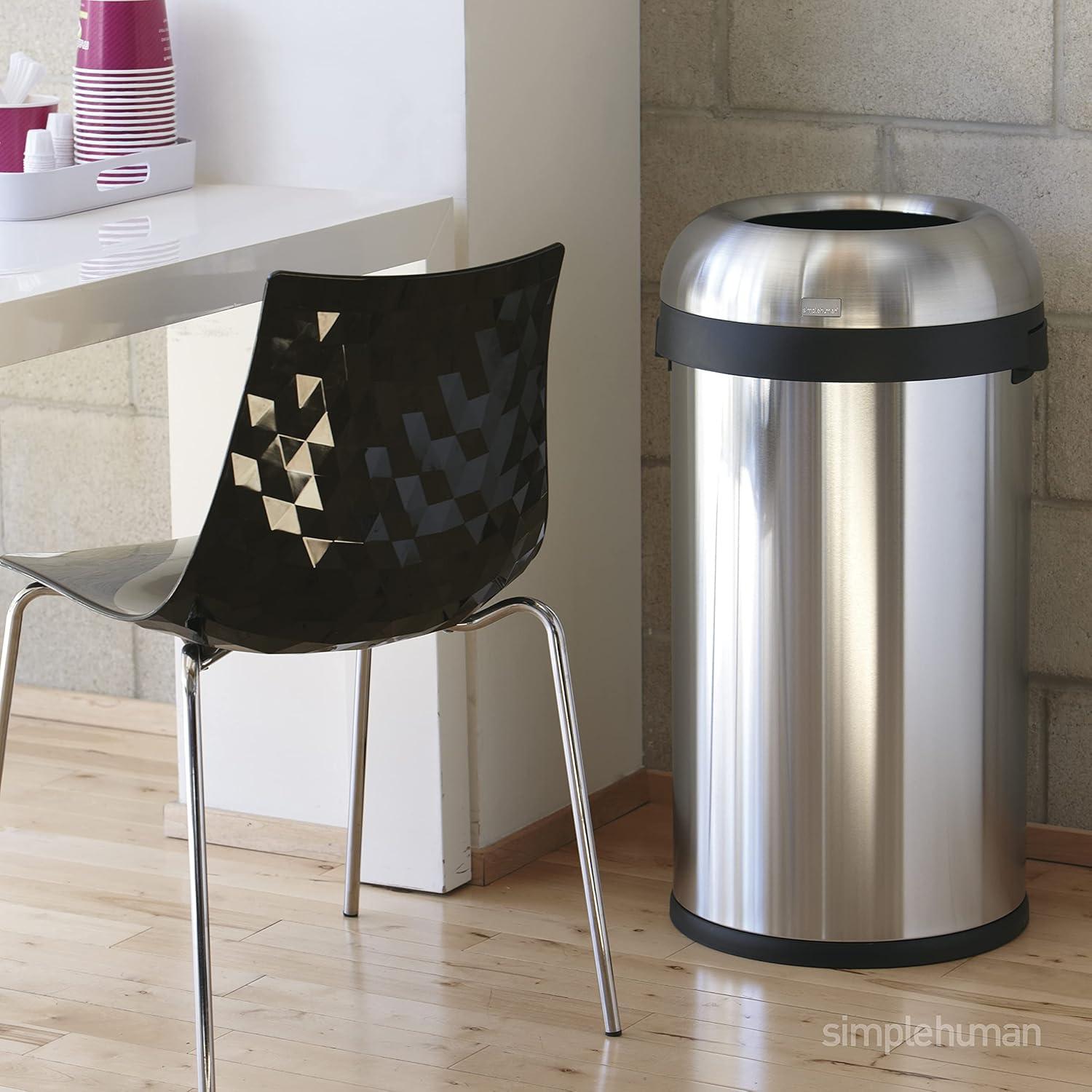 simplehuman 60 Liter / 16 Gallon Bullet Open Trash Can, Commercial Grade