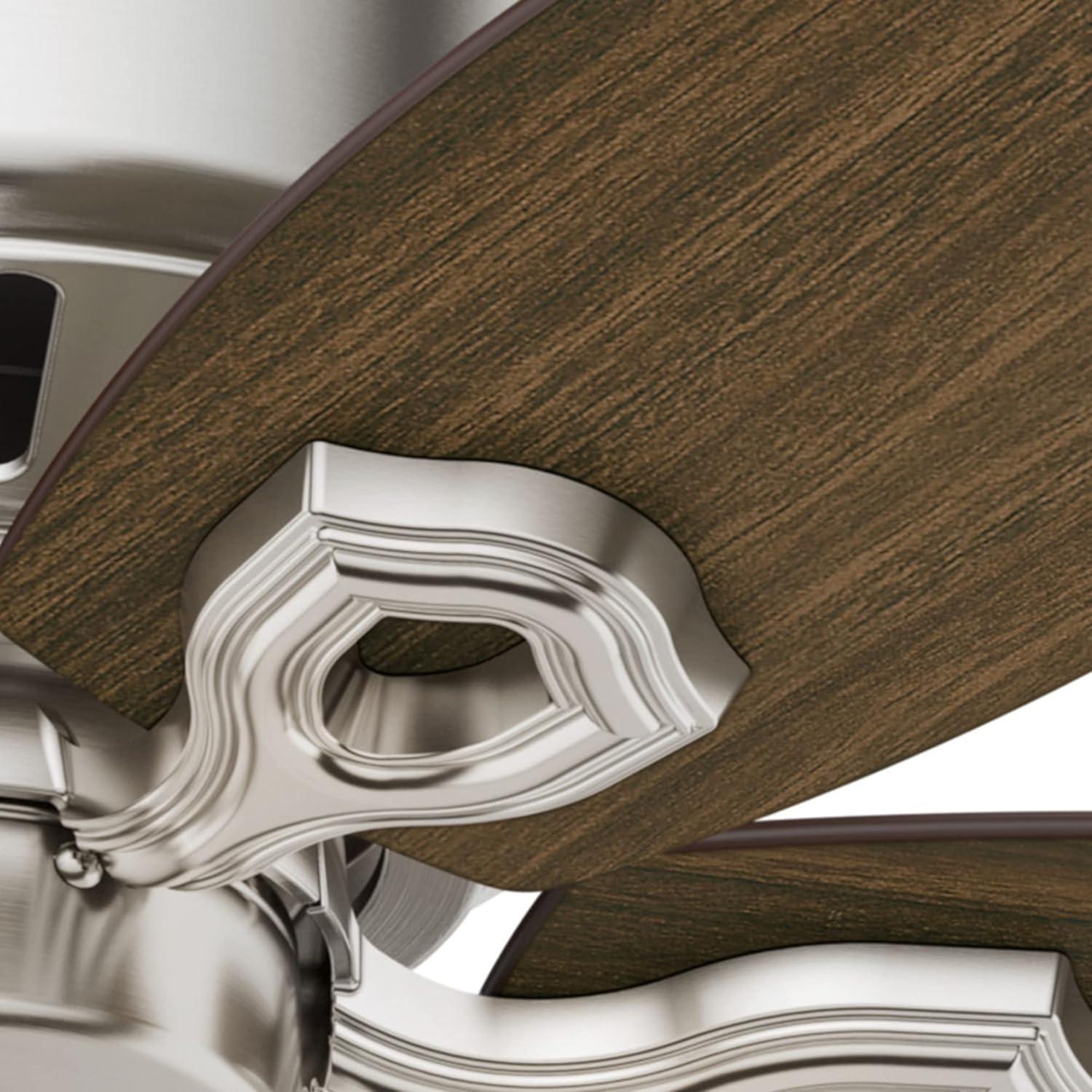 Hunter - Builder Indoor Low Profile Ceiling Fan With Light, 42-inch, Brushed Nickel, Traditional-style, 3-speed WhisperWind Motor, 51092, for living rooms, bedrooms, home offices, kitchens
