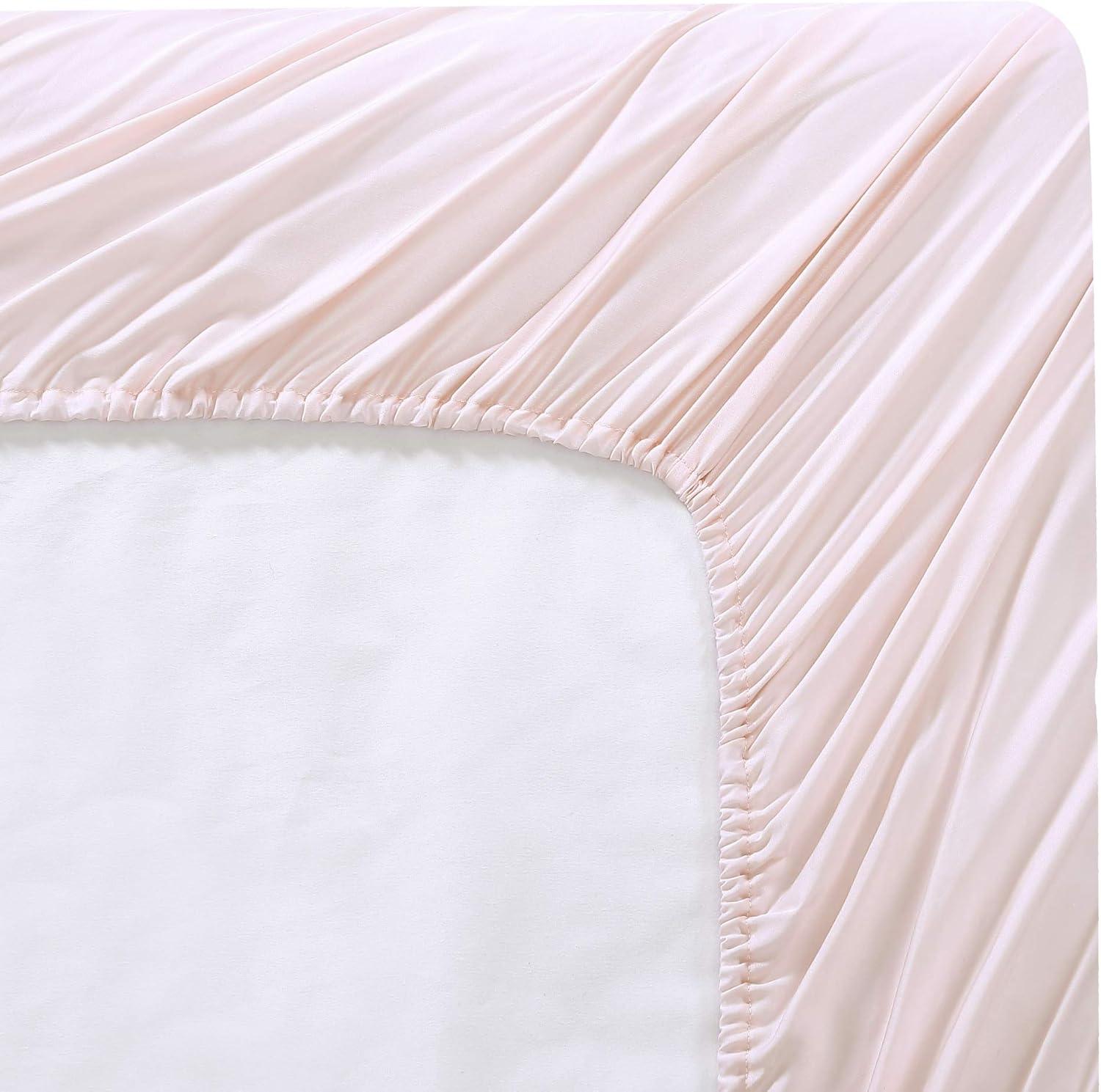 Brielle Home  300 Thread Count TENCEL Lyocell Sateen Sheet Set Blush Queen