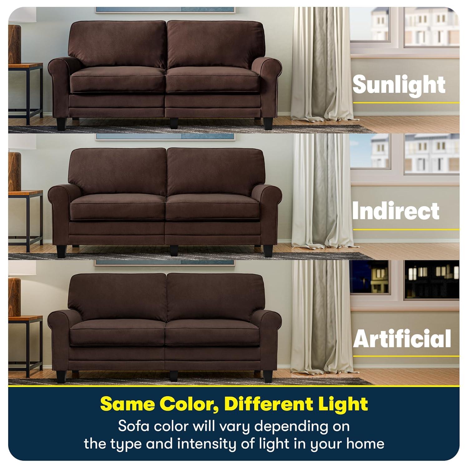 Serta Copenhagen 61" Rolled Arm Sofa, Easy Care Fabric, Soft Pillow Back, Pocket Coil Seat Cushions