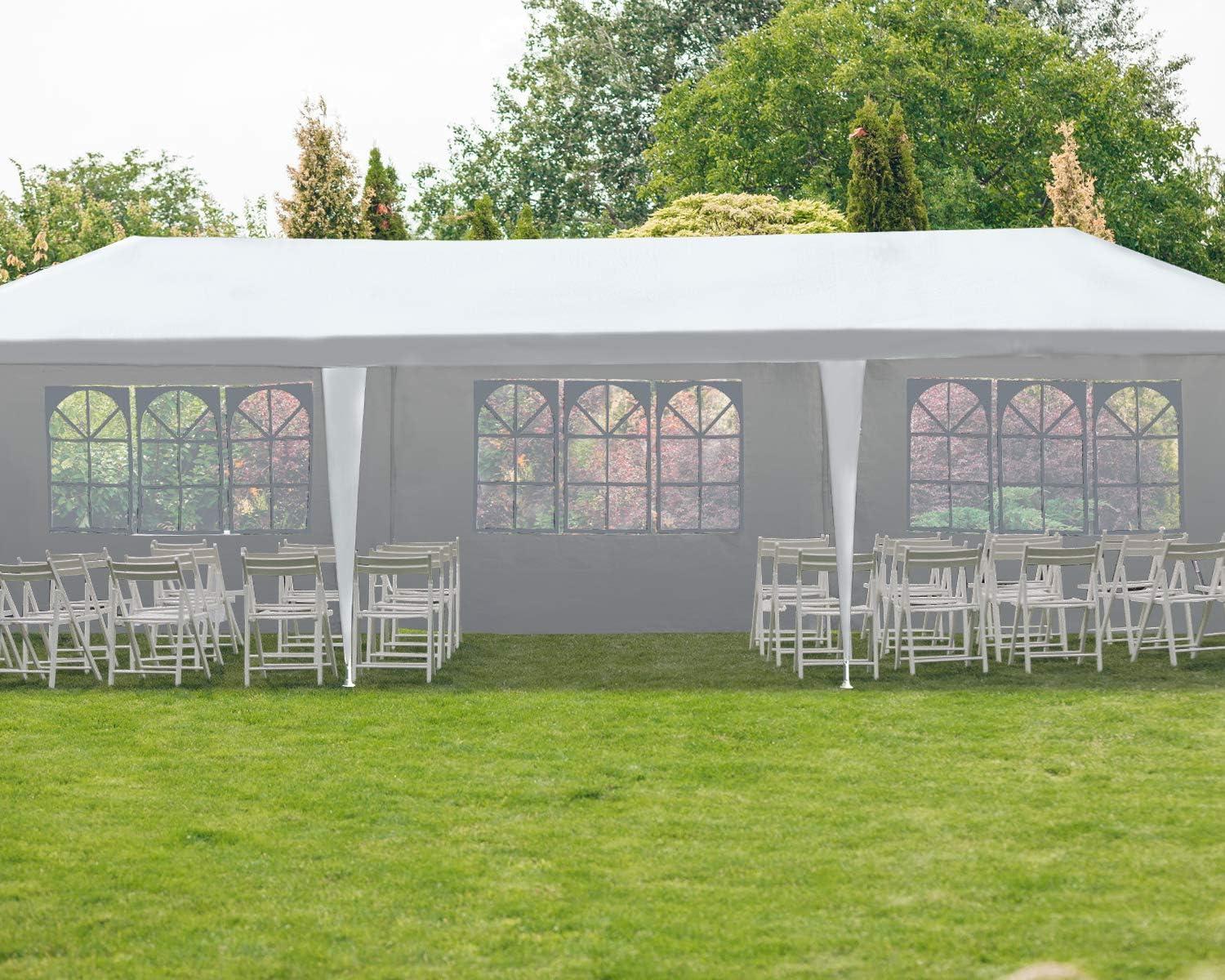 White 10' x 30' Waterproof Outdoor Canopy Tent with Sidewalls