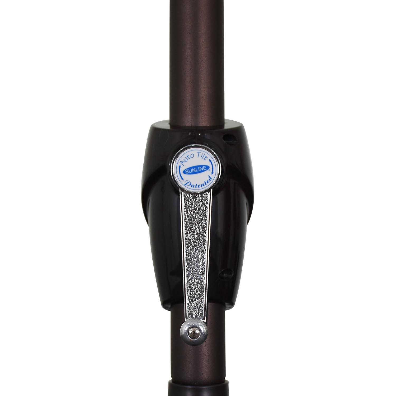 California Umbrella 9' Round Aluminum Outdoor Deck, Pool or Patio Umbrella, Crank Lift, Auto Tilt, Bronze Pole, Antique Beige Olefin