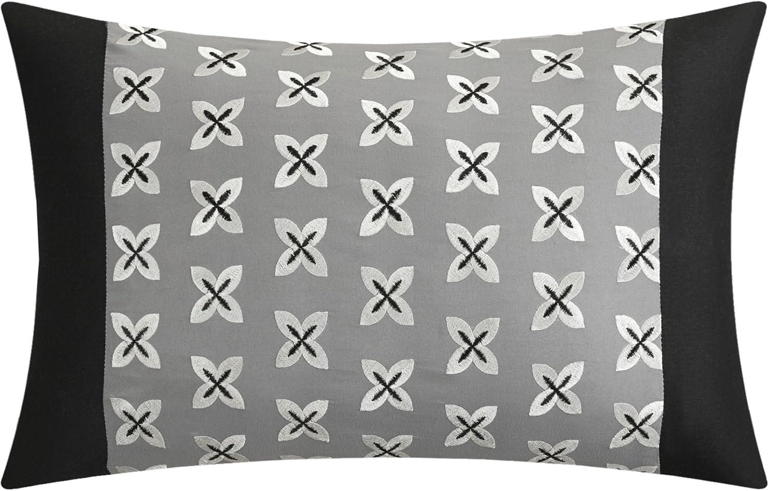 Gray King Geometric Microfiber Down Alternative Bed in a Bag Set