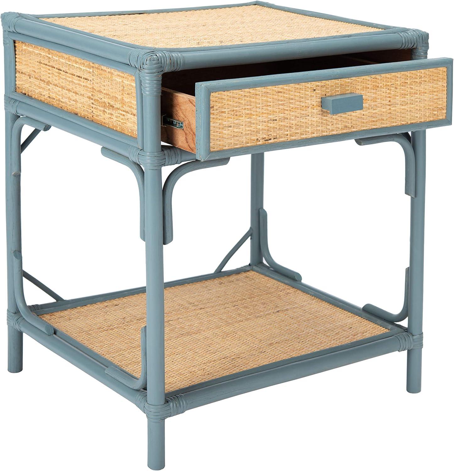 Roya 1 Drawer 1 Shelf Nightstand - Blue Grey/Natural - Safavieh.