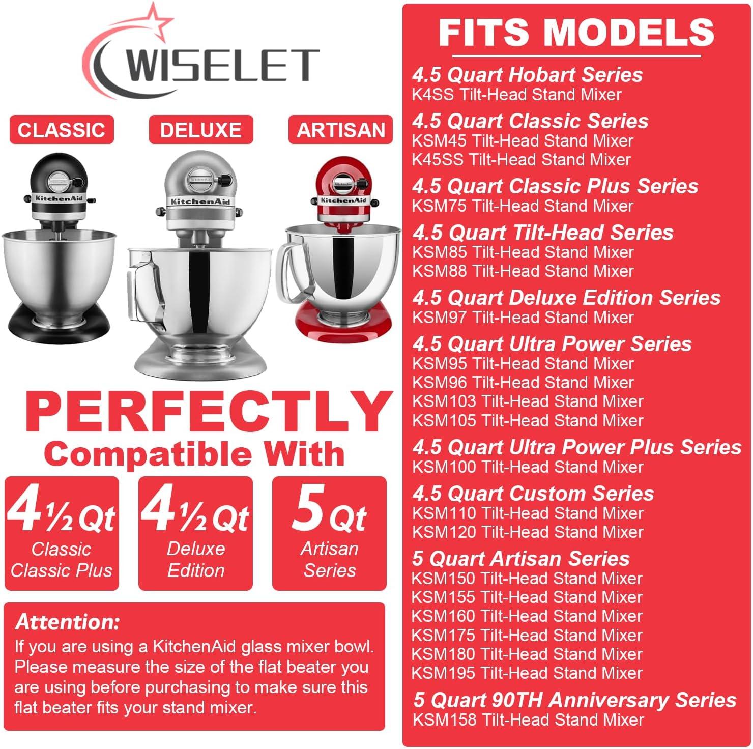 Stainless Steel Flat Beater Tilt-Stand Mixer Attachments for 4.5-5QT K45SS KSM165 KSM100 KSM95