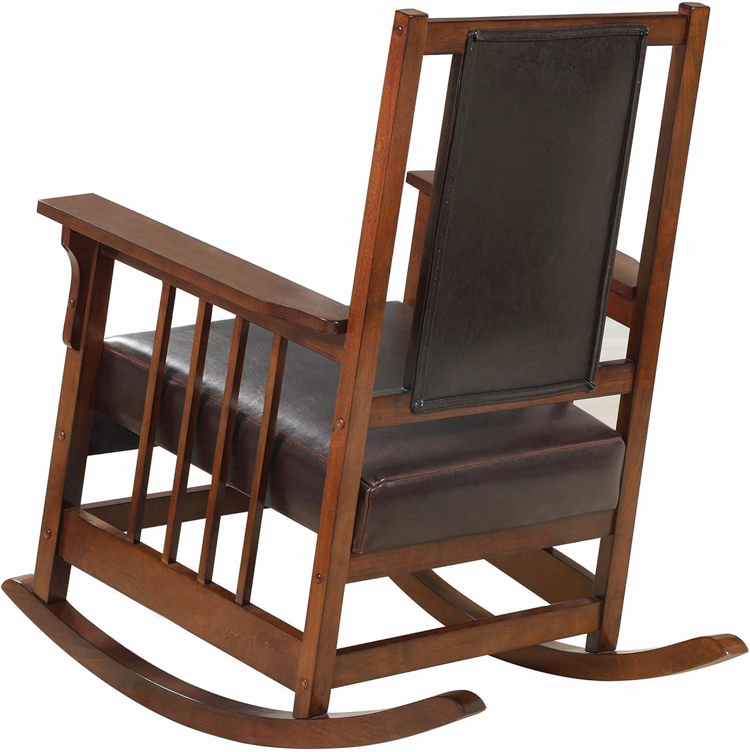 Coaster Ida Wood Upholstered Rocking Chair Tobacco and Dark Brown