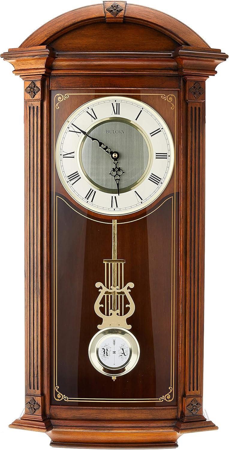 Bulova Clocks C4331 Hartwick 29 Inch Large Classic Walnut Pendulum Wall Clock