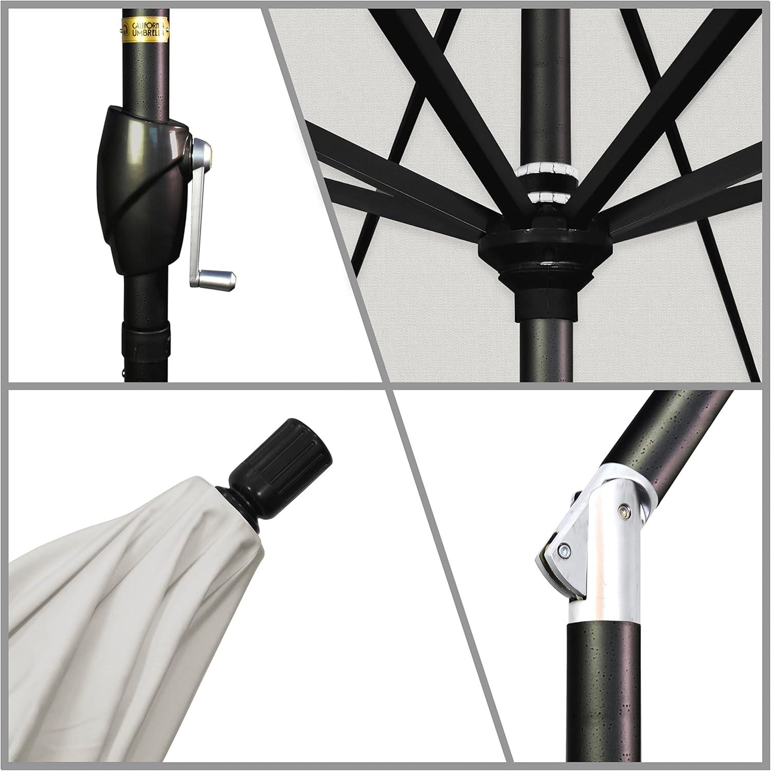 9-Foot Beige Olefin Patio Umbrella with Black Aluminum Pole