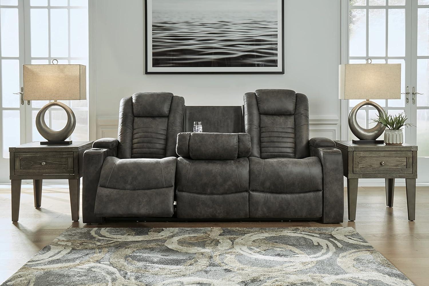 Soundcheck 83" Faux Leather Square Arm Reclining Sofa