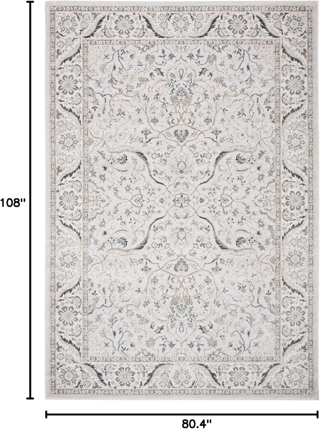 Isabella ISA912 Power Loomed Area Rug - Light Grey/Cream - 6'7"x9' - Safavieh.