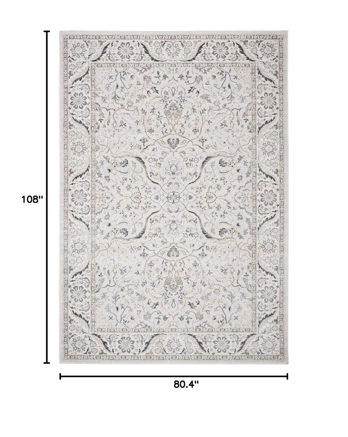 Isabella ISA912 Power Loomed Area Rug - Light Grey/Cream - 6'7"x9' - Safavieh.