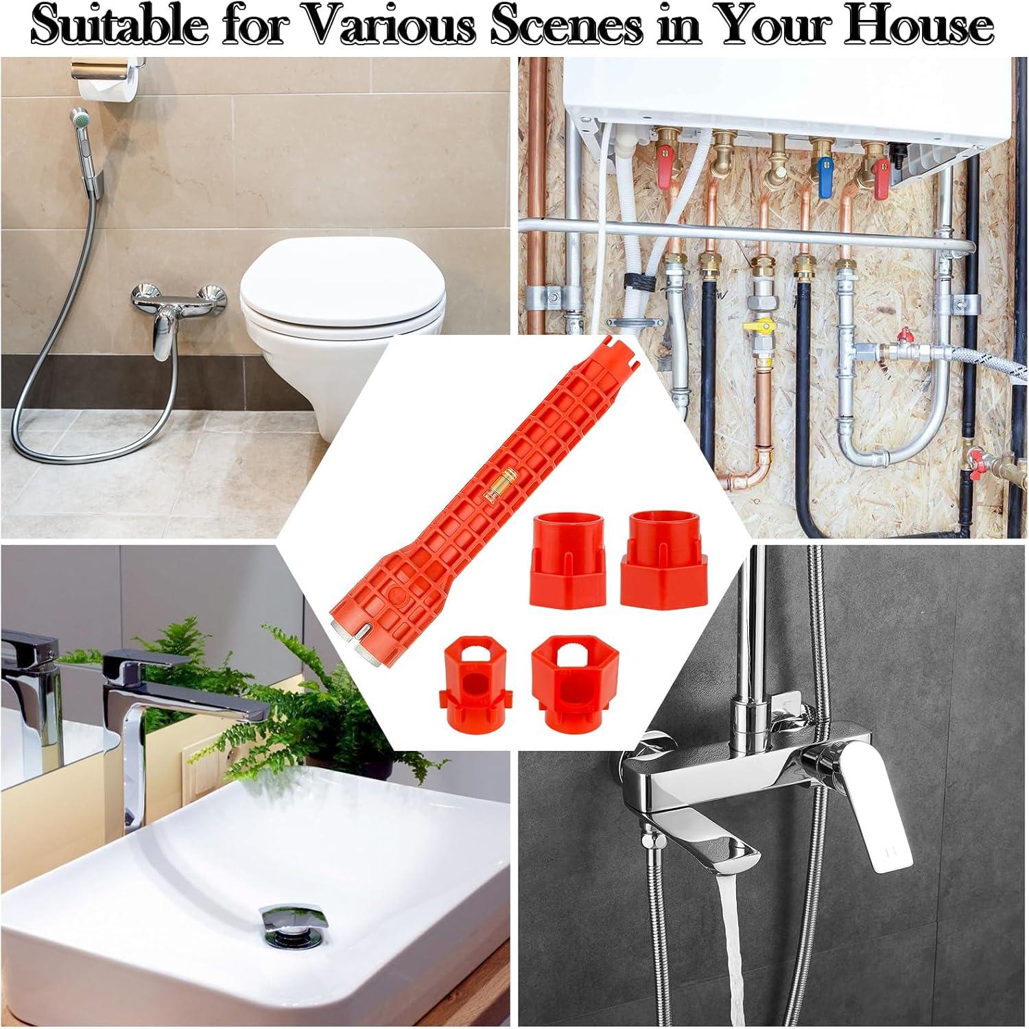 Forlivese 14-in-1 Multi-Function Basin Wrench,Faucet Installer and Sink Drain Nut Removal Tool,One-Way Plumbing Wrench for Tight Spaces