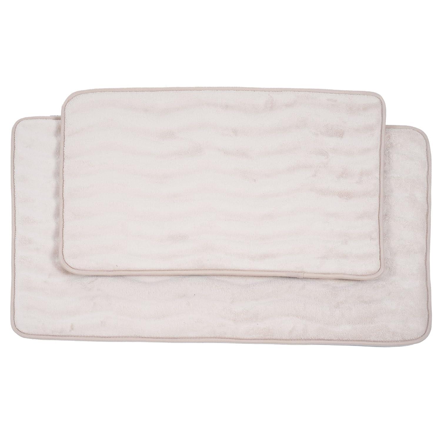 Ivory Memory Foam Bath Rug Set with Non-Slip Backing