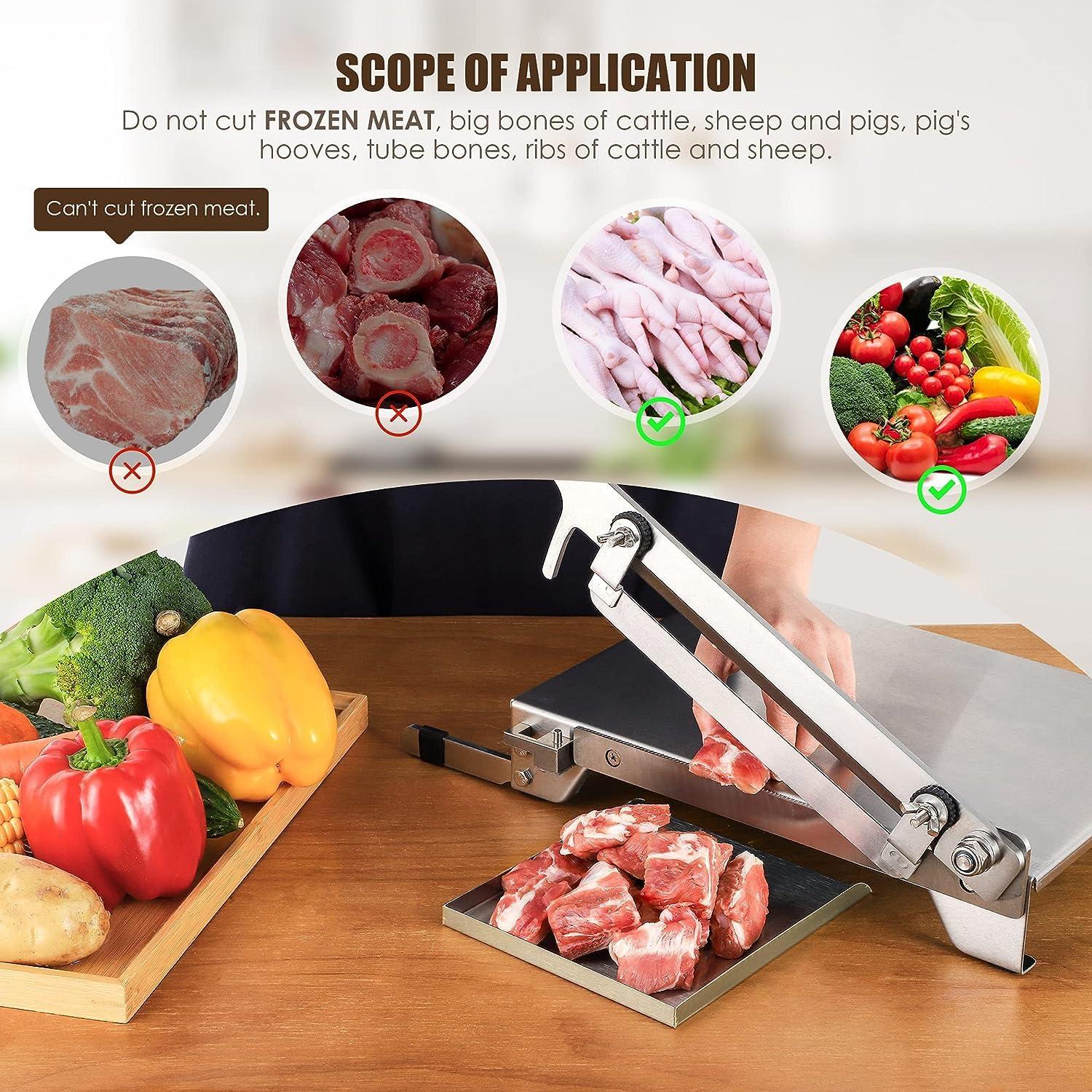 CGOLDENWALL Upgraded Manual Ribs Meat Chopper Slicer Stainless Steel Small Bone Meat Cutter Beef Mutton Household Vegetable Food Slicer Slicing Machine for Home Cooking