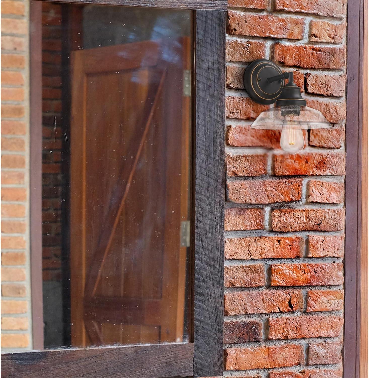 Iron Hill Oil-Rubbed Bronze Wall Sconce with Seeded Glass