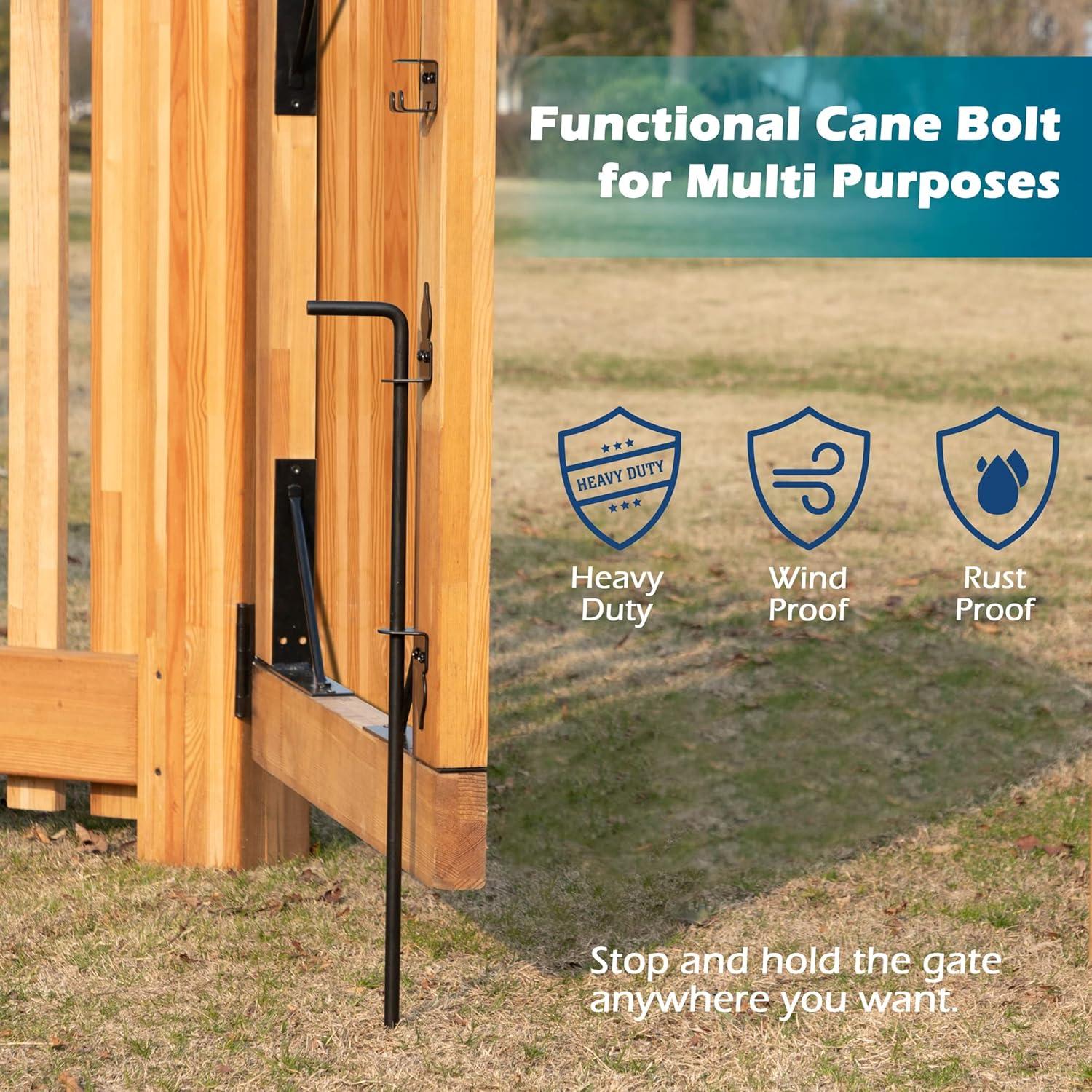 Uxcell 18" Cane Bolt Gate Drop Rod for Wood Fence, Iron Gate Hardware Ground Latch for Wooden Fence and Holding Door