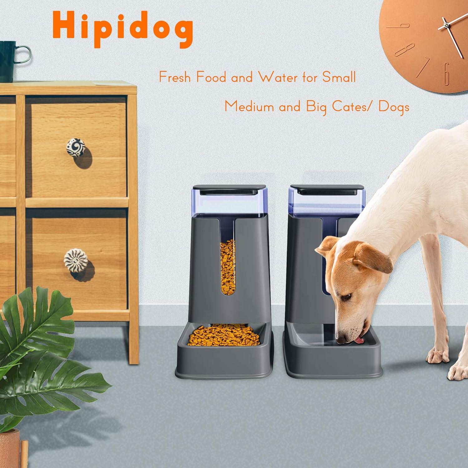 Automatic Cat Feeder and YPF5 Cat Water Dispenser in Set 2 Packs Automatic Dog Feeder and Dog Water Dispenser 1 Gallon for Small Medium Big Dog Pets Puppy Kitten (deep Gray)