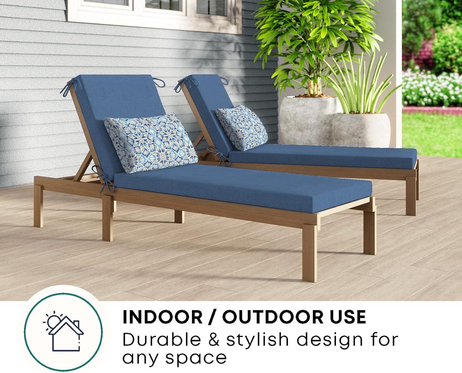 Honeycomb Outdoor Chaise Lounge Cushion - Textured Solid Pacific Blue