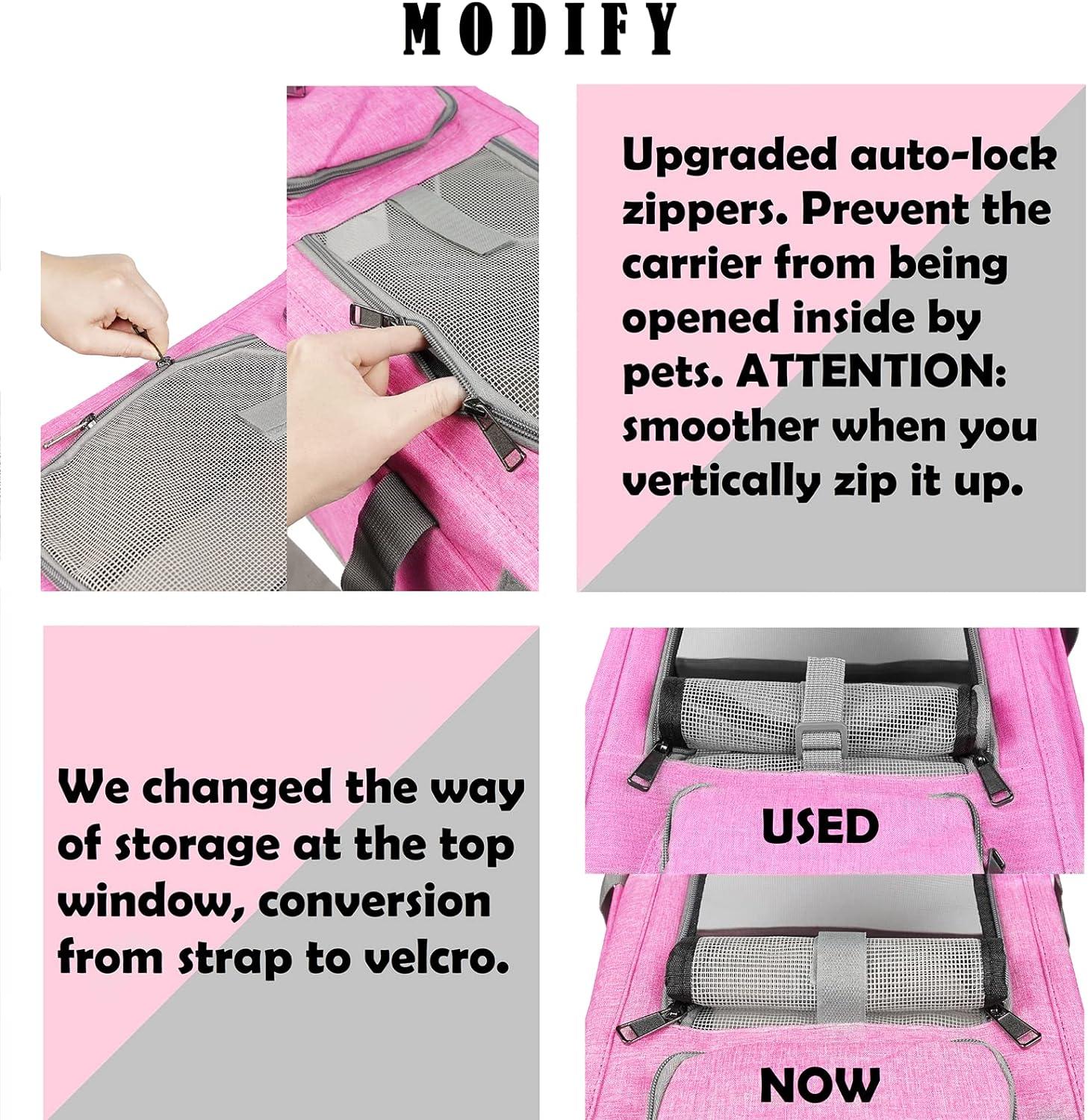 Dog Soft-Sided Carriers Cat Soft-Sided Carriers Dog Carriers Cat Travel Carrier Dog Travel Bag Reptile Carrier Squirrel Carrier Guinea Pig carrierLarge Pink