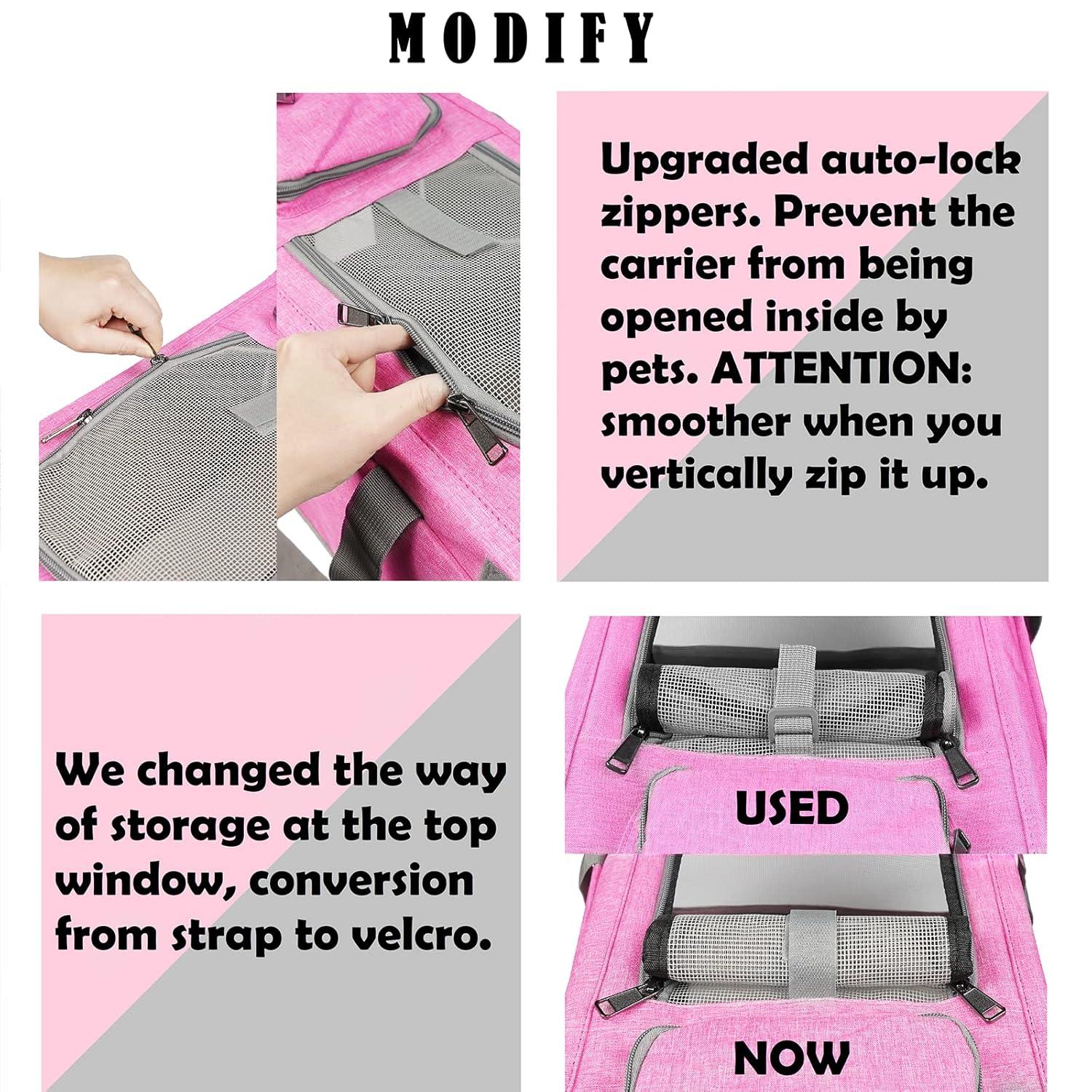 Dog Soft-Sided Carriers Cat Soft-Sided Carriers Dog Carriers Cat Travel Carrier Dog Travel Bag Reptile Carrier Squirrel Carrier Guinea Pig carrierLarge Pink