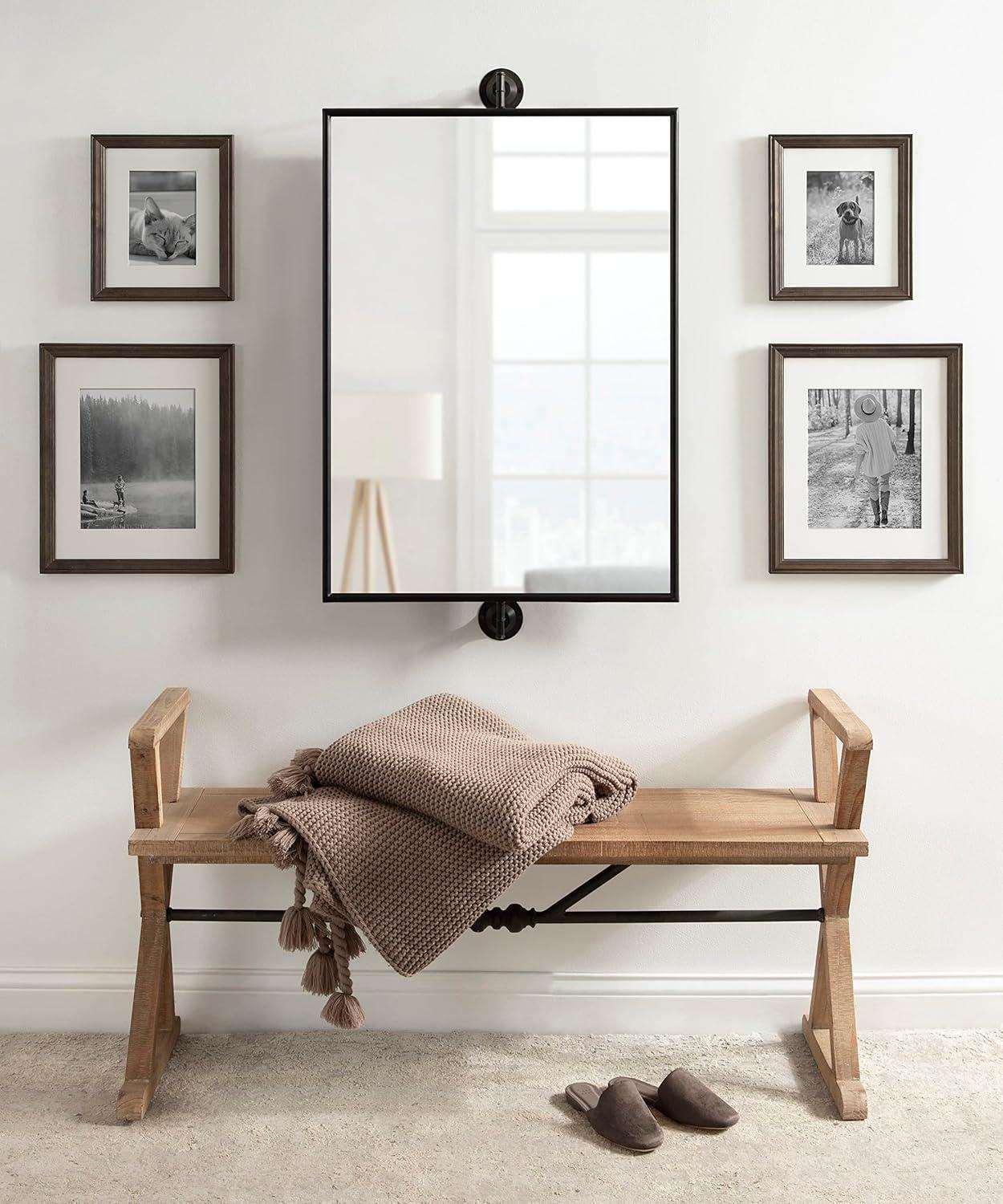 24"x40" Darbridge Rectangle Pivot Mirror Black - Kate & Laurel All Things Decor: Traditional Style, Wall Mounted, Includes Hardware