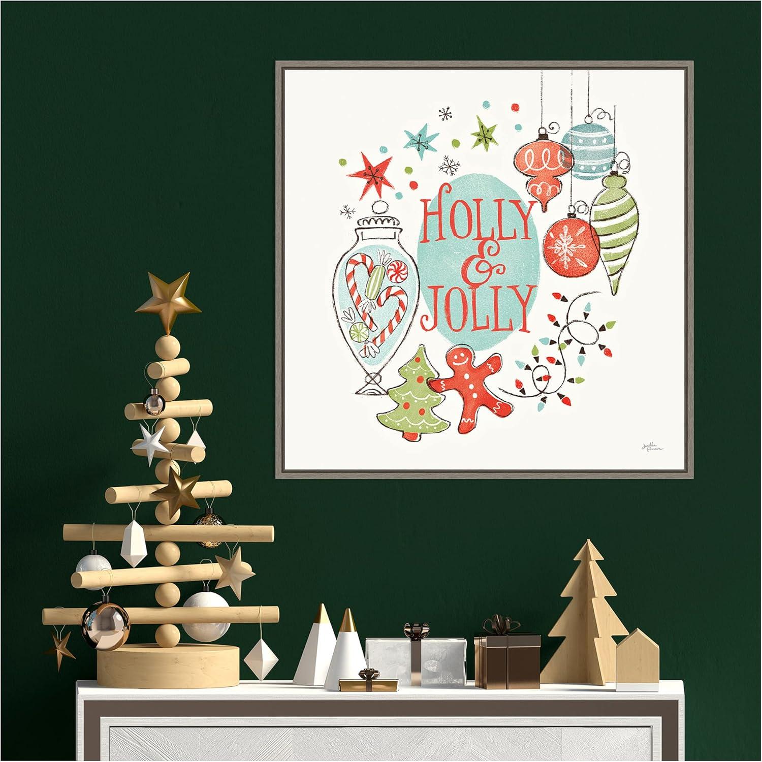 Amanti Art Retro Christmas IV Framed Canvas Wall Art Print