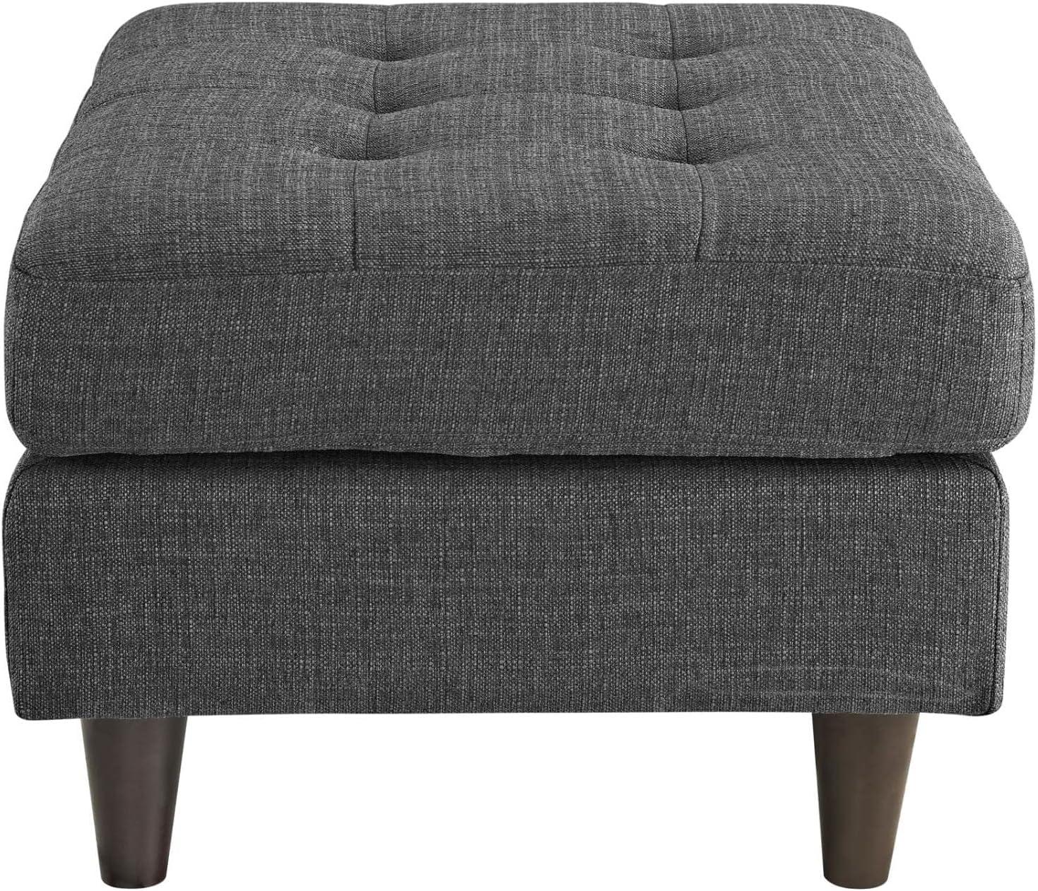 Empress Mid-Century Modern Tufted Ottoman in Wheatgrass Gray