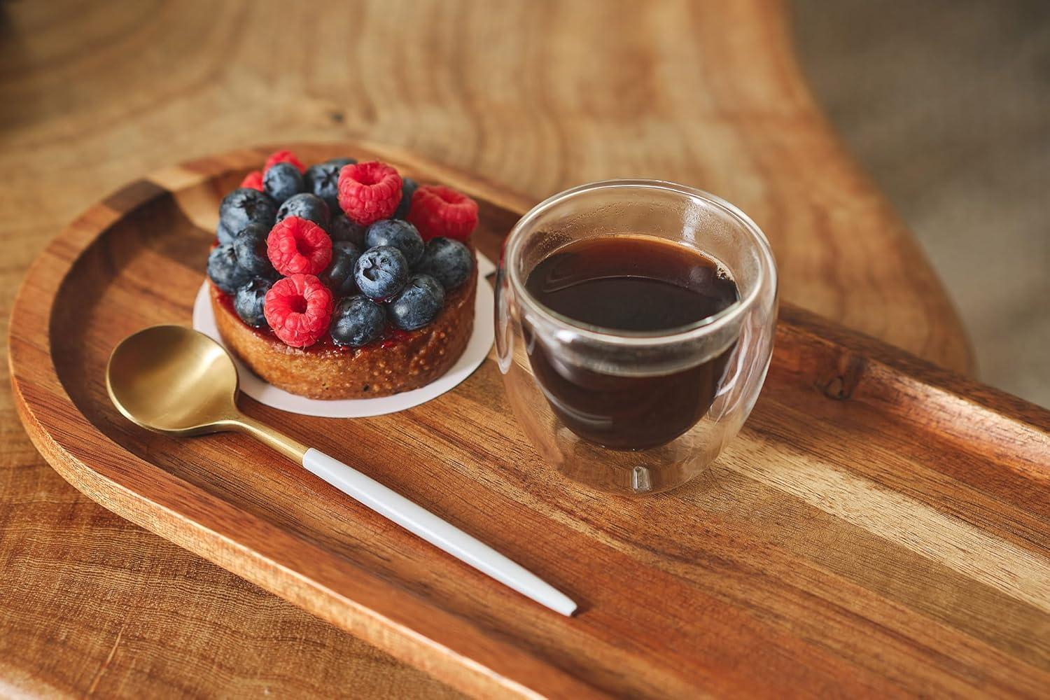 SPEShh Acacia Wooden Serving Trays Set of 2 - Rectangular Oval Shaped Wood Plates for Charcuterie Cheese Bread Fruit Vegetable Dip Sushi - Rustic Serving Platter Shallow Dishes -14x7 & 11x5.5 In.