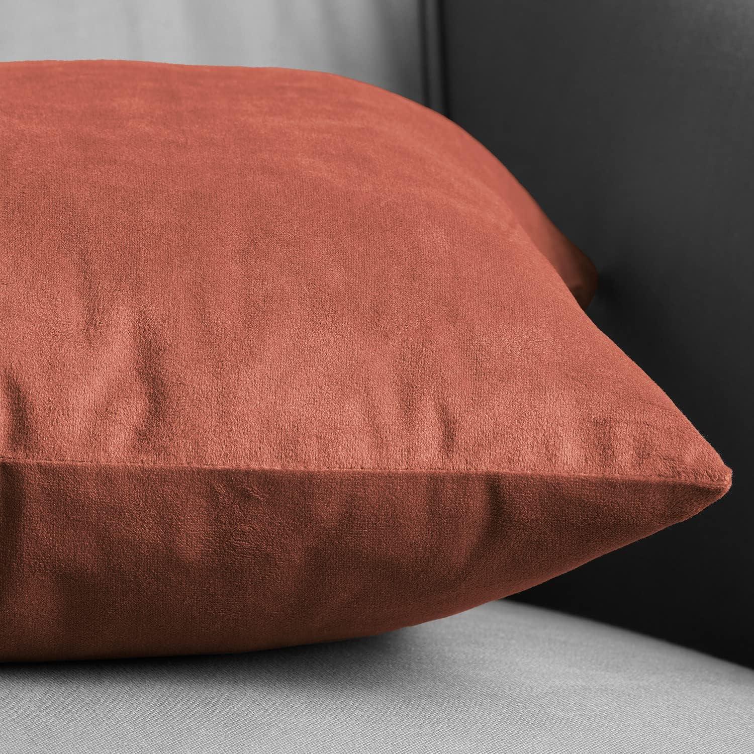 Exclusive Fabrics Signature Velvet Cushion Cover (Set of 2) Crimson Rust