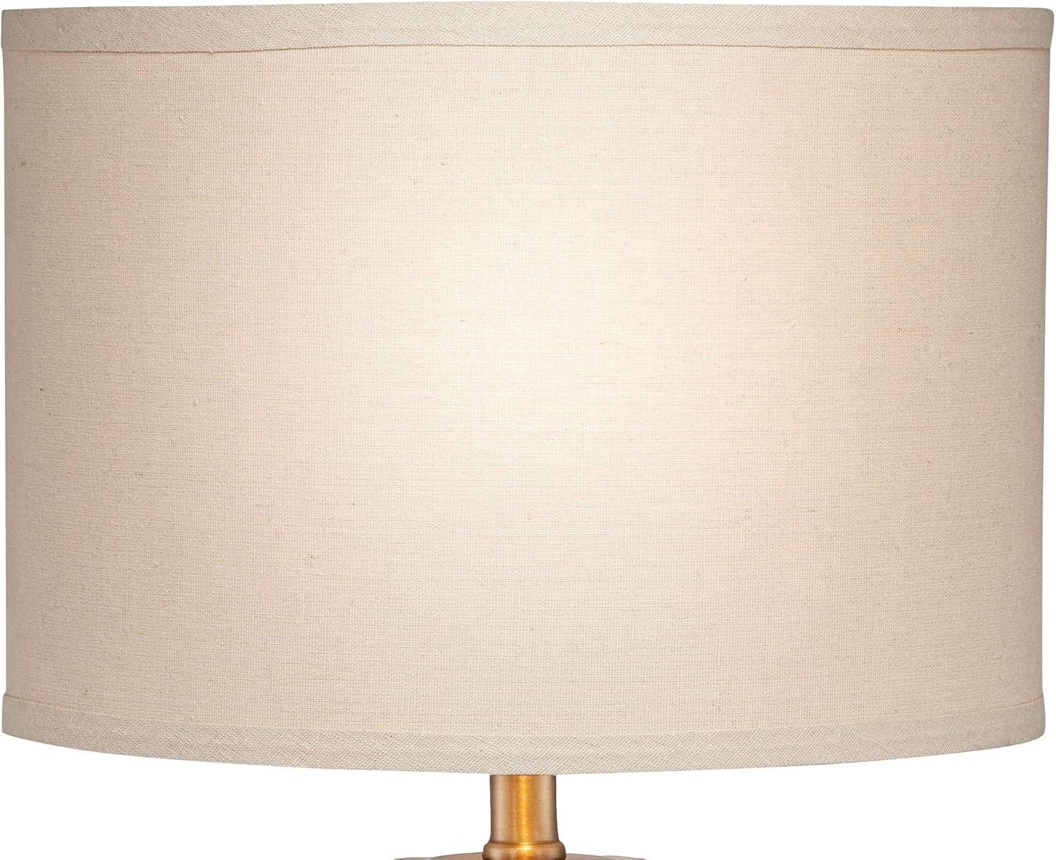 360 Lighting Margaret Coastal Accent Table Lamp 23" High Mother of Pearl Tile Cylinder Cream Linen Drum Shade for Bedroom Living Room Bedside Office