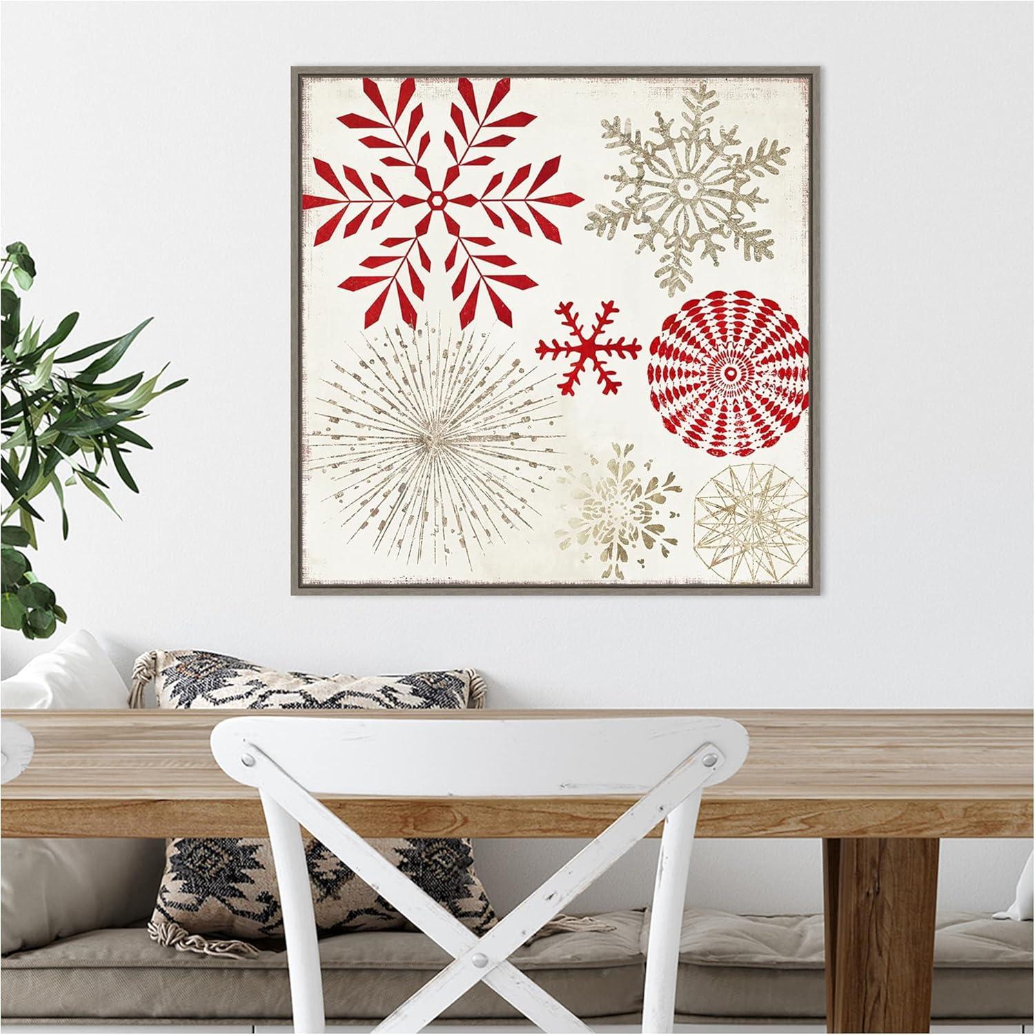 22" x 22" Christmas Snowflakes I Framed Wall Canvas - Amanti Art: Seasonal Decor, PI Studio Design