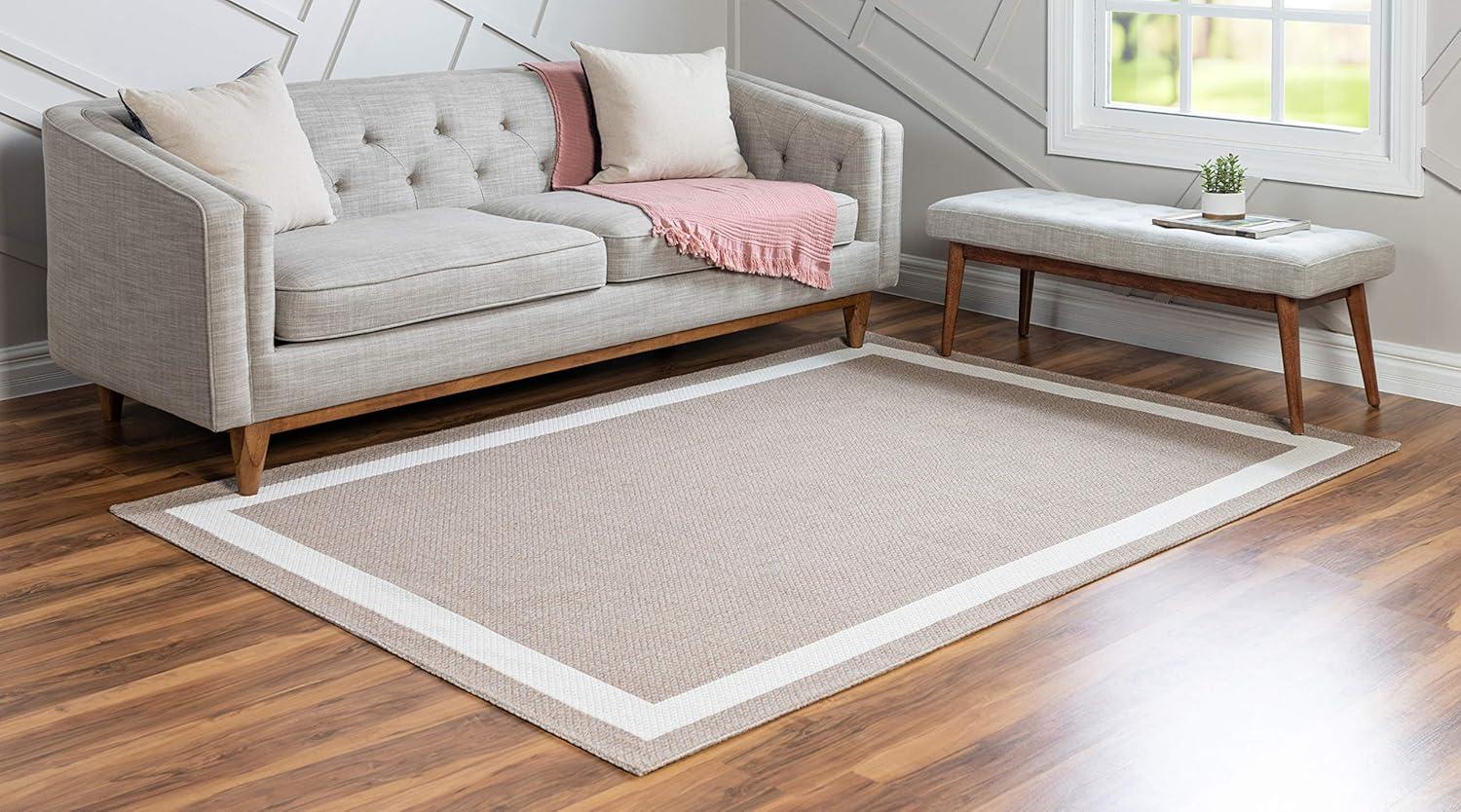 Unique Loom Border Decatur Rug , 6' 4" x 9' 0" ,Taupe