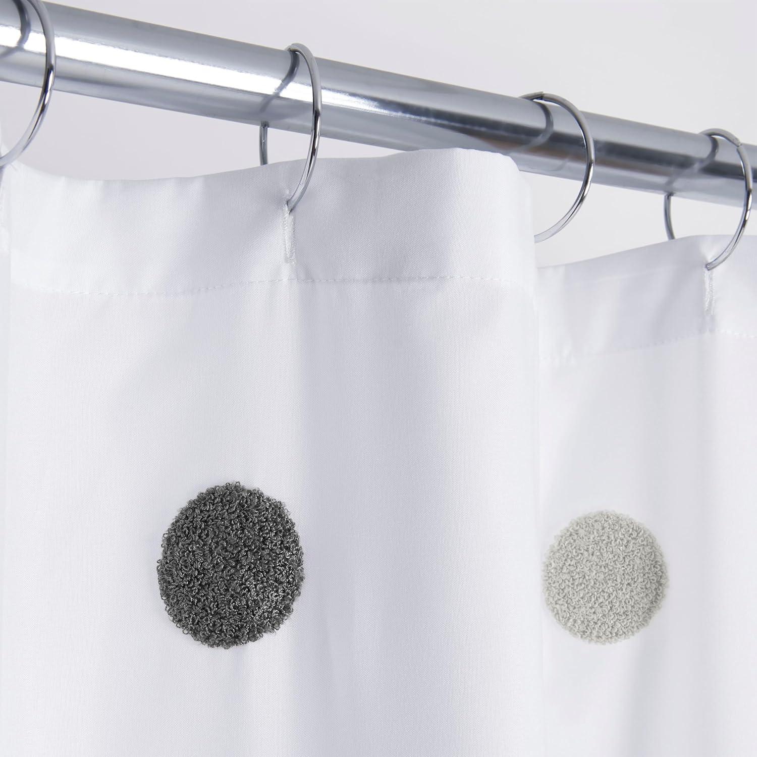 Allure Home Creations Dots Shower Curtain: Polyester Bath Curtain, Microfiber, Buttonhole Top