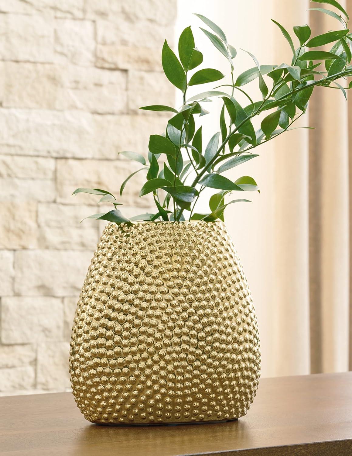 Signature Design by Ashley Contemporary Efim Vase  Gold Finish