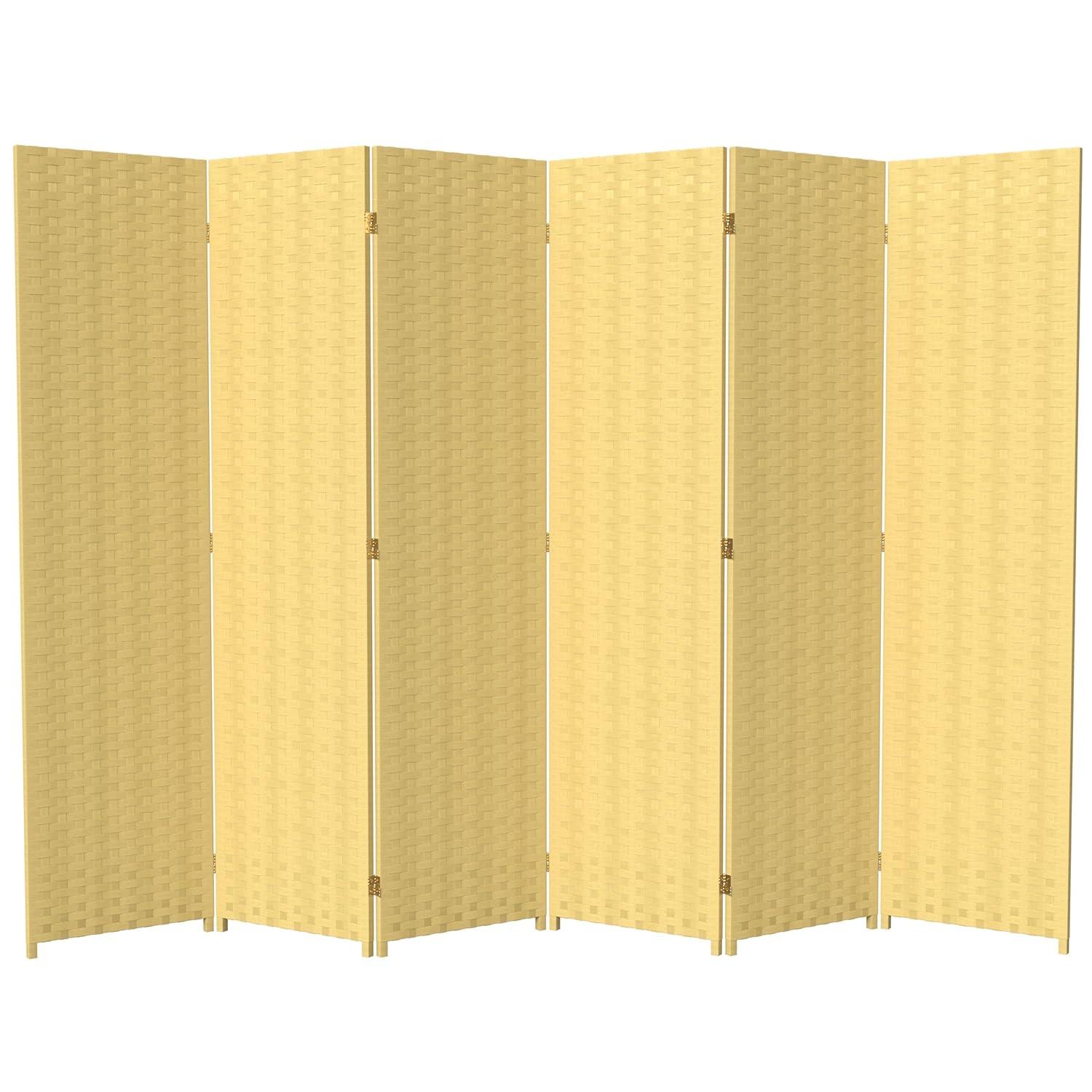 Handmade Woven Fiber 6-panel 6-foot Frameless Room Divider (China) Dark Beige