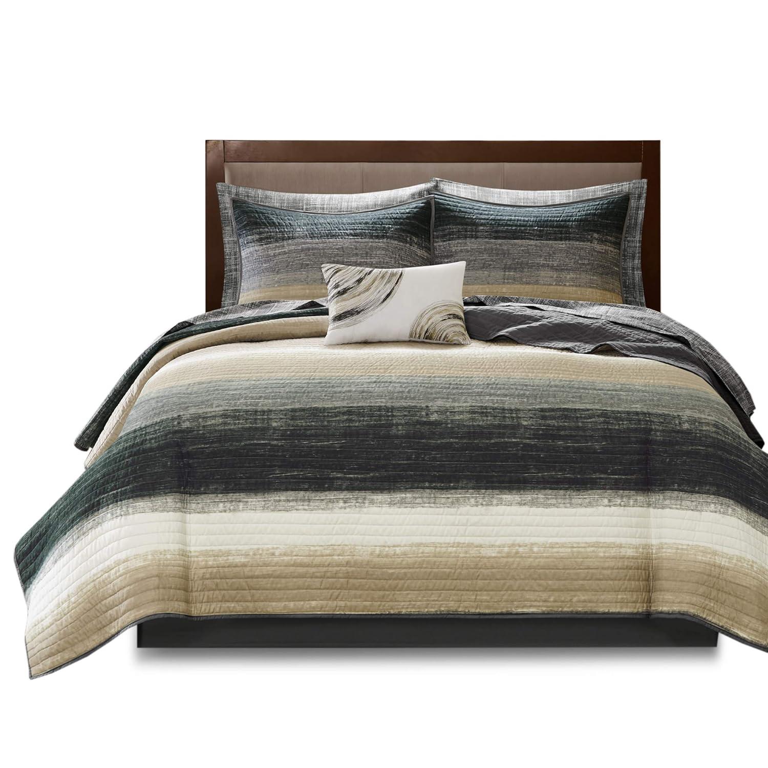 Madison Park Essentials Saben Microfiber Quilt Set with Cotton Bed Sheets