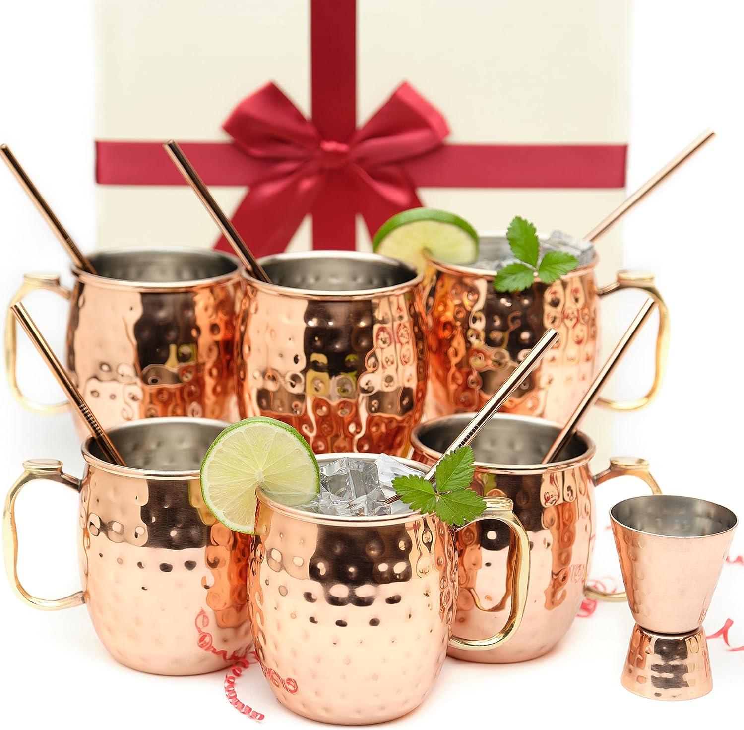 Premium Copper Moscow Mule Mugs Set with Accessories